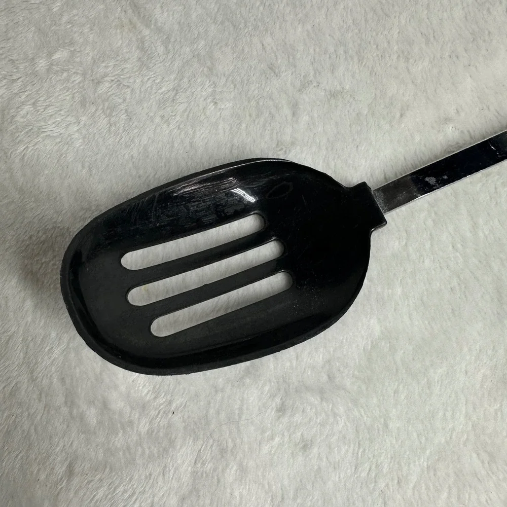 EKCO Slotted Spoon Black Excellent Nylon Stainless‎ Steel Heat Resistant Vntg